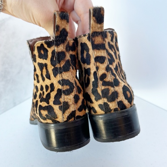 Franco Sarto Leopard Print Calf Hair Booties 8 - Picture 6 of 9